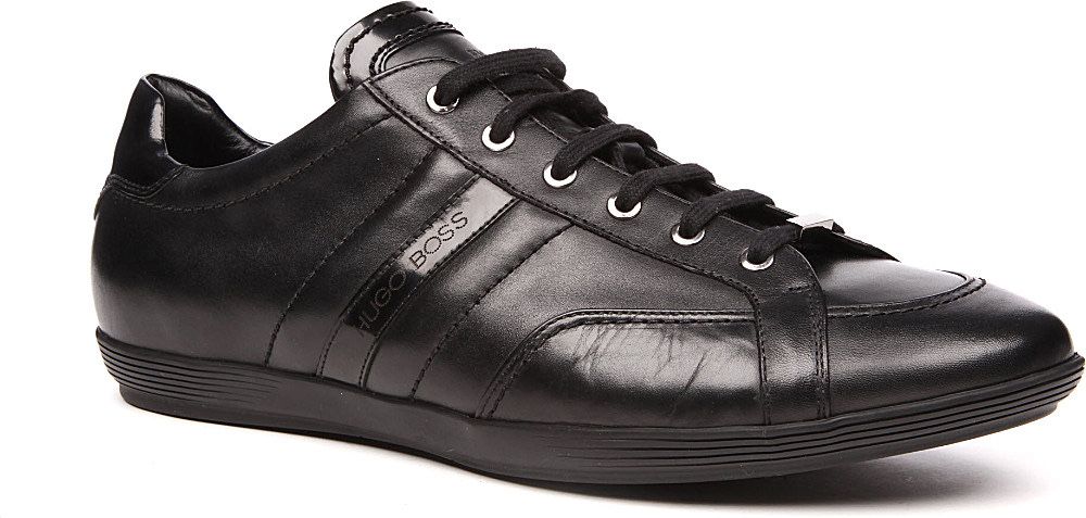 Hugo Boss черни кожени мъжки кецове