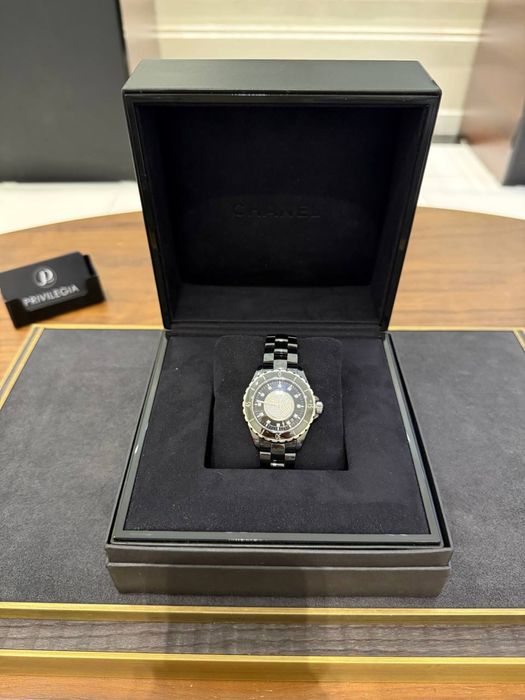 Chanel J12 black ceramic diamond dial ladies