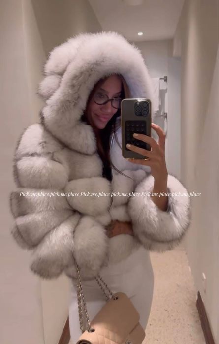 Палто от естествен косъм лисица и лама