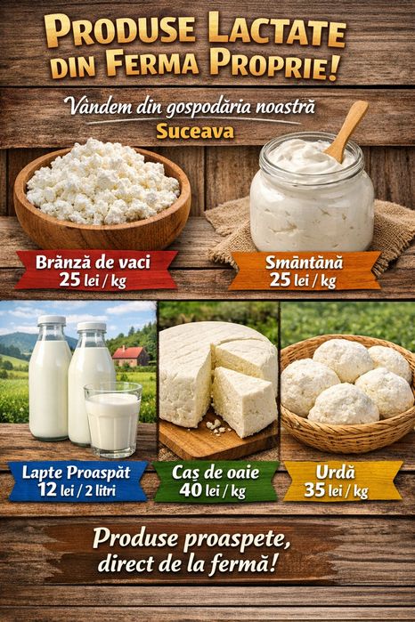 Produse lactate din fermă proprie   Suceava