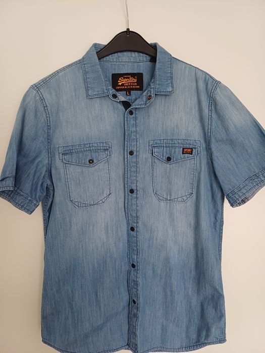 SuperDry, camasa blugi, maneca scurta, marimea L