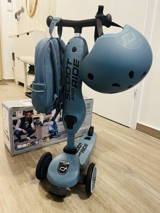 Scoot and ride trotineta, casca si rucsac