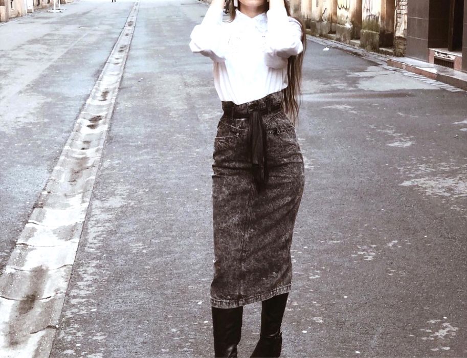 Fustă Zara, midi, din denim