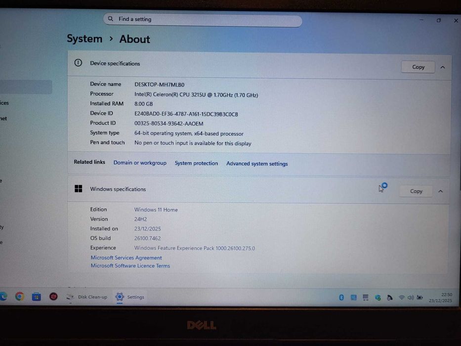 DELL 15.6" Inspiron 15 Intel Celeron 3215U 1.7Ghz 8GB DDR3L 500GB SSHD