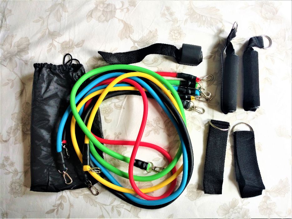 Комплект 11 части фитнес ластици за тренировка нови