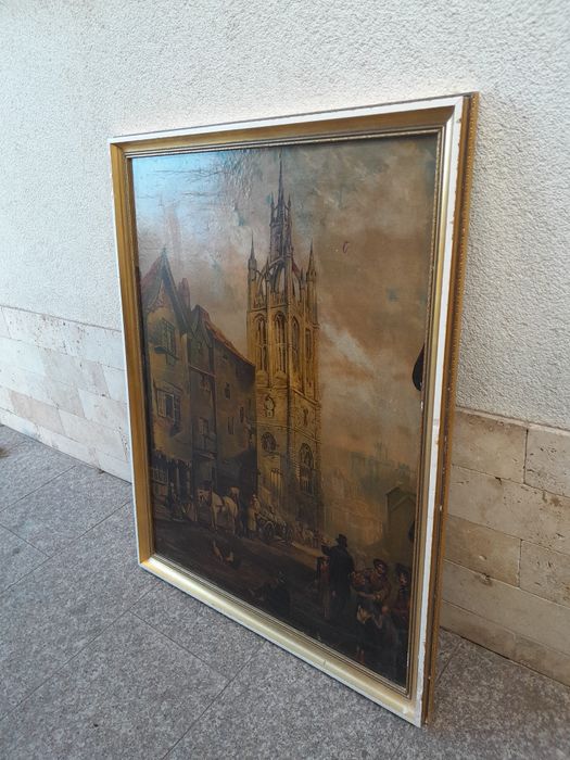 Tablou  , litografie,  rama lemn,  90 cm / 70 cm