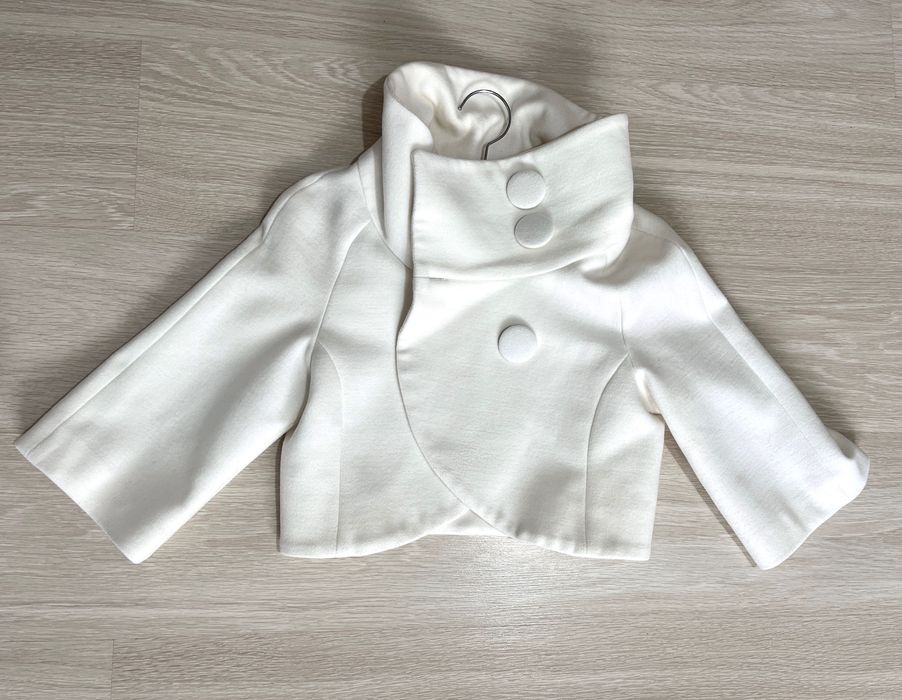 Pardesiu alb capa palton stofa elegant scurt