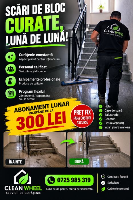 Firmă curățenie Ploiești | Case, scări bloc, birouri, hale
