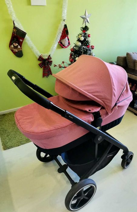 Розова количка Cybex Balios S, кошче Qloud Q, адаптери и зимен чувал