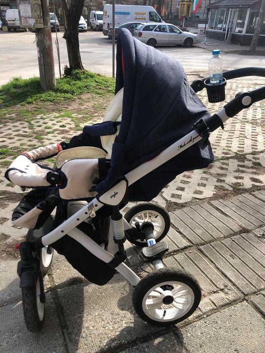 Детска комбинирана количка 2в1 Baby Merc, Style, морско синьо/кремаво