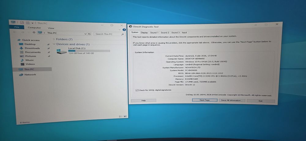 PC Acer i3 3240, 8 GB Ram