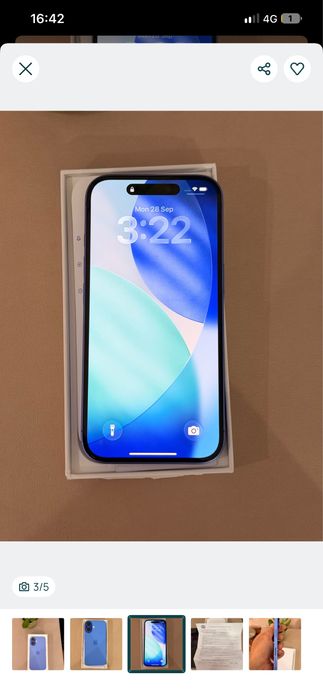Iphone 16 128gb ultramarine.  Плюс калъф и протектор