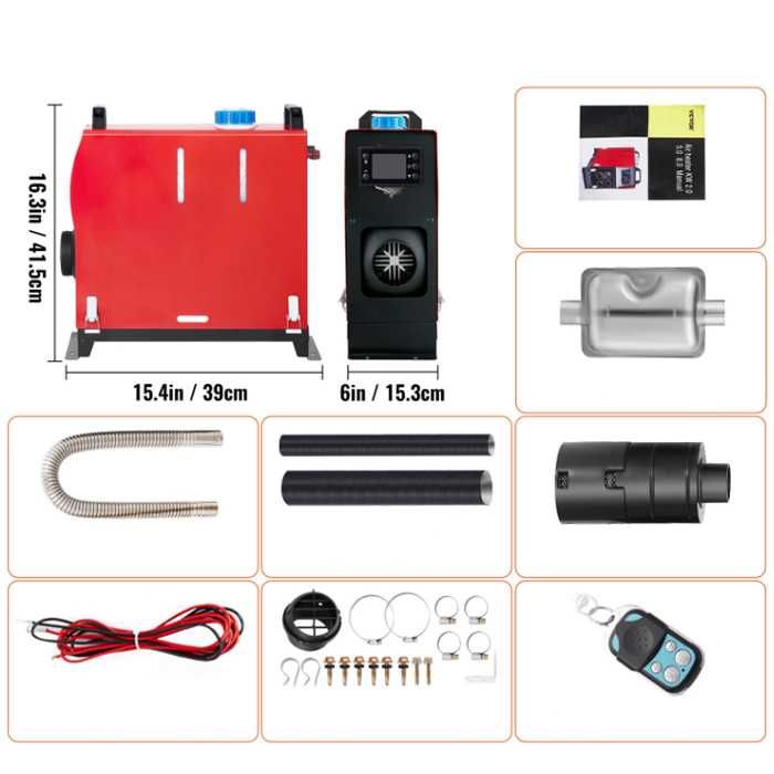 Суха дизелова печка 8kW 12V/24V/220V за кемпер, бус и гараж