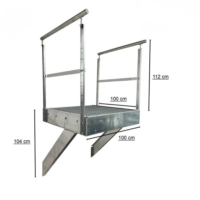 Метална площадка за стълби 100x100 см | Поцинкована | С или без парапети