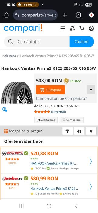 4 Anvelope Hankook Ventus Prime3 K125 205/65 R16 95W