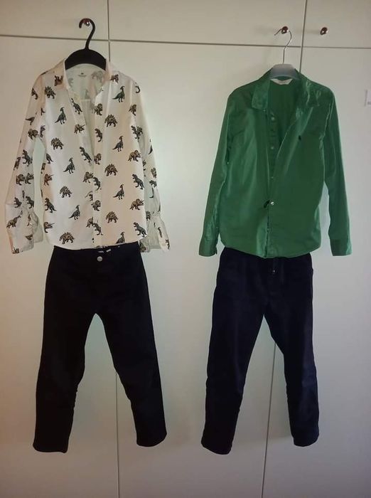 vand lotul din poza- camasi si pantaloni marime 128/134 potrivite pt 8
