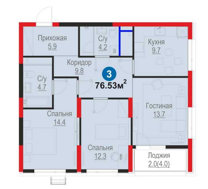 884 у.е./м²! 3-комнатная 76.53 м2 у Метро | Первый Взнос - 13 523 у.е.