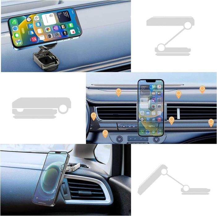 Сгъваема магнитна стойка за телефон със силен магнит - 360 градуса.