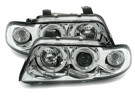 Кристални фарове за Audi A4 Angel Eyes (1995-1998) - хром