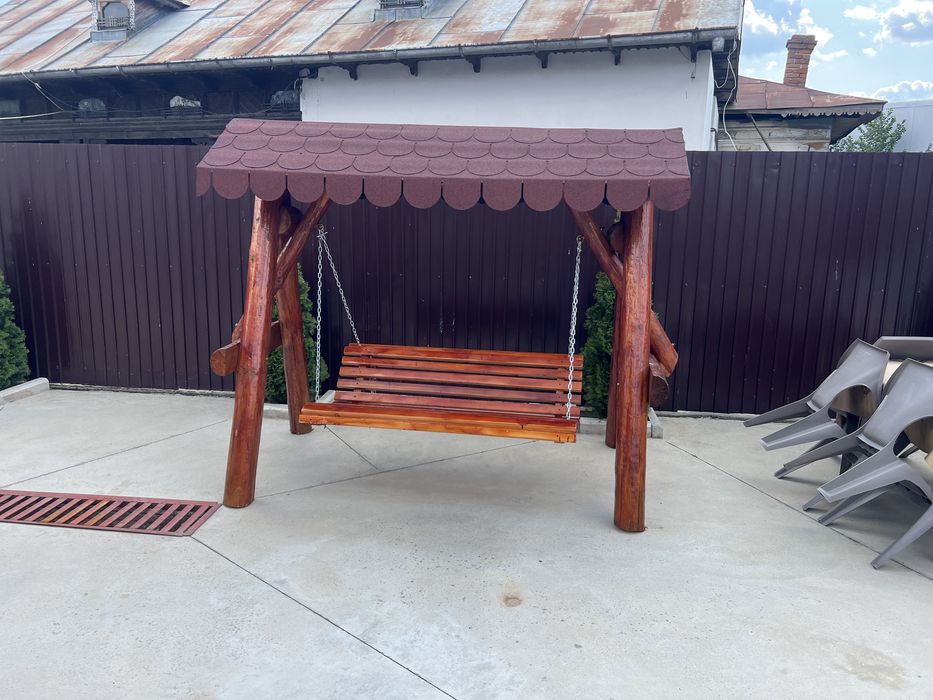 Leagan rustic cu 2 pui pentru copii / balansoar lemn