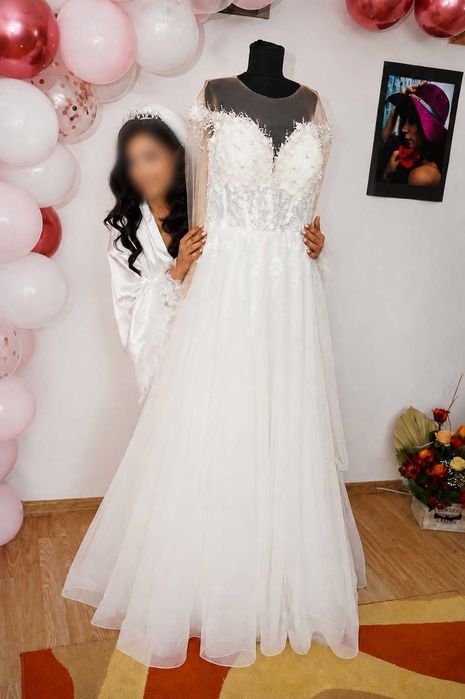 Rochie de mireasă XL stil Prințesă / A-Line – Curățată Profesional