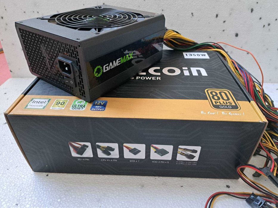 Захранване Gamemax PSU 1350W GOLD Bitcoin Mining 12xPCIe