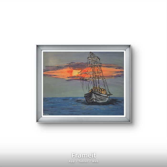 Tablou „Barca pe mare” – pictură în acrilice(40x50 cm)