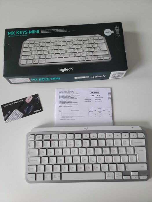 Tastatură wireless Logitech MX Keys Mini (Pale Grey)