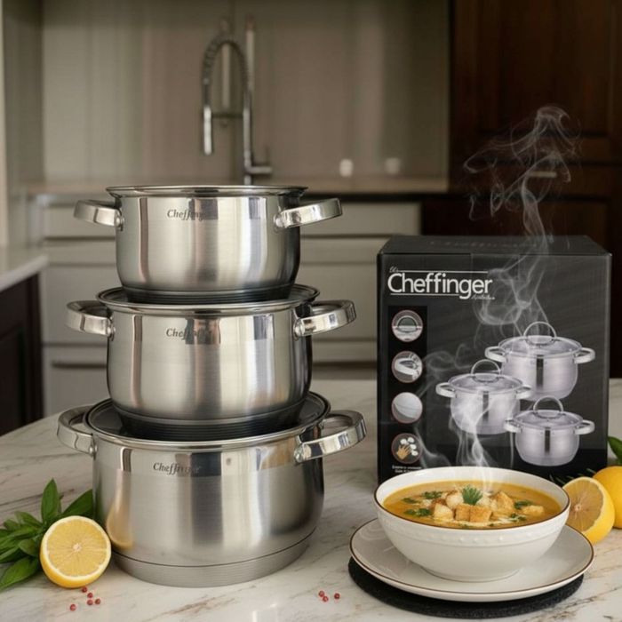 Cheffinger - комплект тенджери от неръждаема стомана – здравина, стил и готвене без компромис