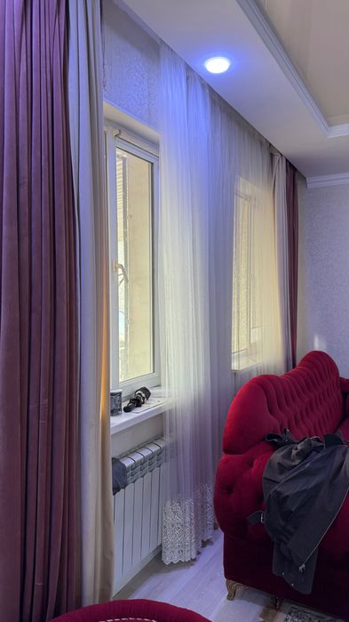 Диван, 2 кресла, пуфик и шторы