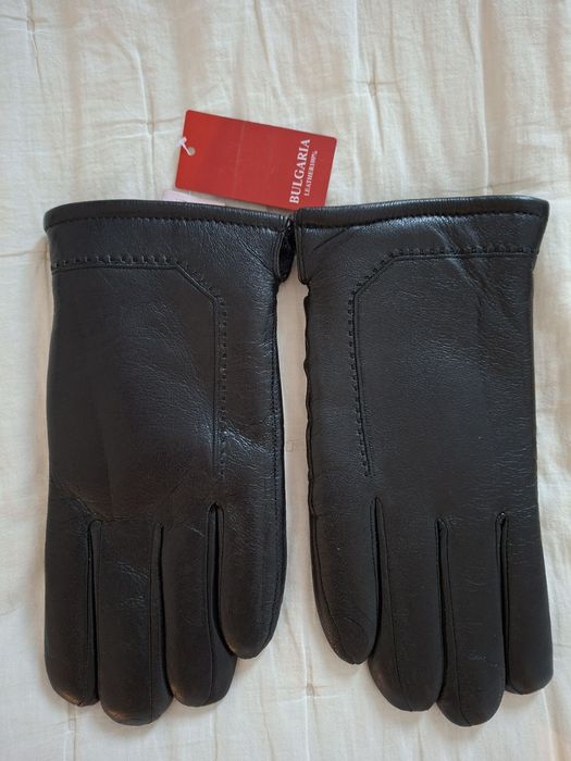 Мъжки ръкавици в черно естествена кожа-Луксозни