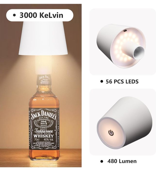 Set 2 Lămpi LED pentru Sticlă – Wireless, Reîncărcabile