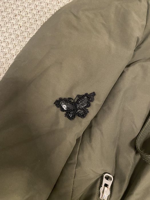 Jacheta -parka Kaki zara unicat cu fluture brodat pe mana