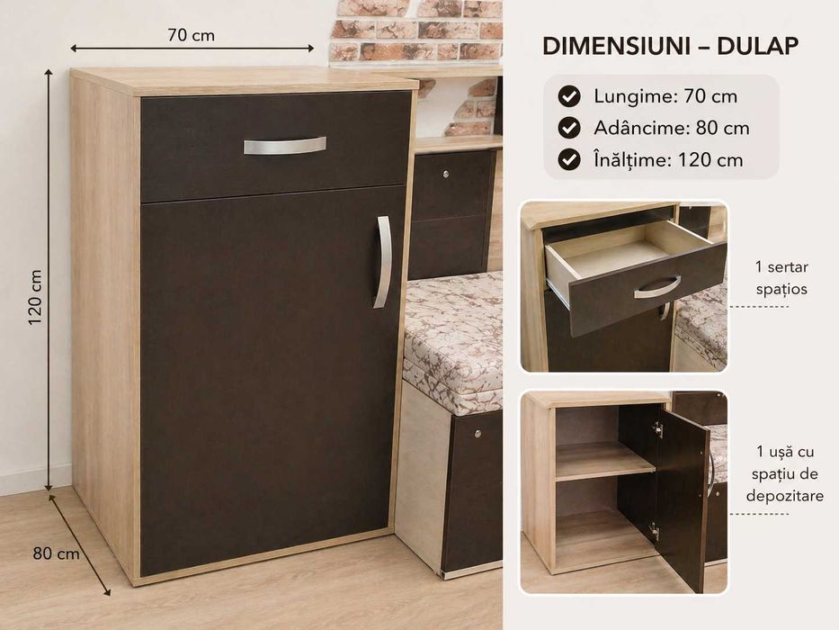 Dulap depozitare compact cu sertar – multifuncțional – stare foarte bună