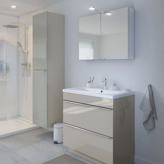 Dulap de baie GoodHome Imandra - Taupe Lucios