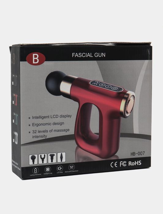 Портативный массажер пистолет с 4 насадками HB-007