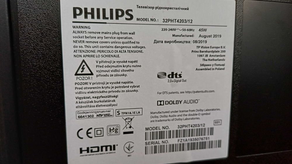 Televizor Philips Led Ultra Slim Pixel Plus HD, nefolosit