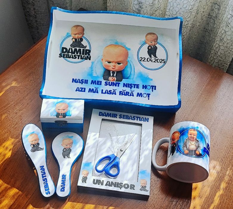 Taviță Moț set 1 an prima aniversare deco Personalizat Cadou amintire