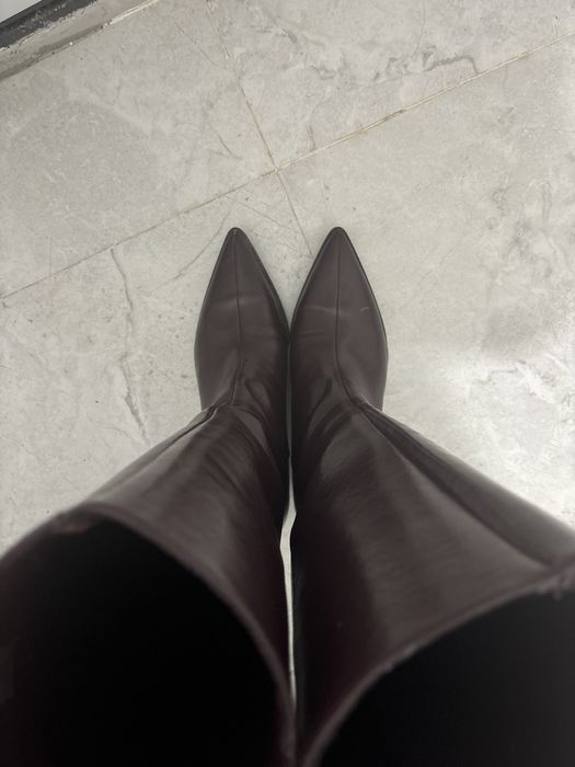 Продам сапоги трубы в баклажановом цвете