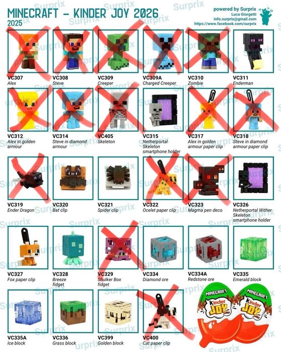 Minecraft kinder joy фигурки