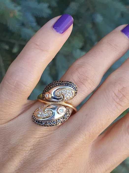 Inel 18 kt cu Diamante naturale si negre