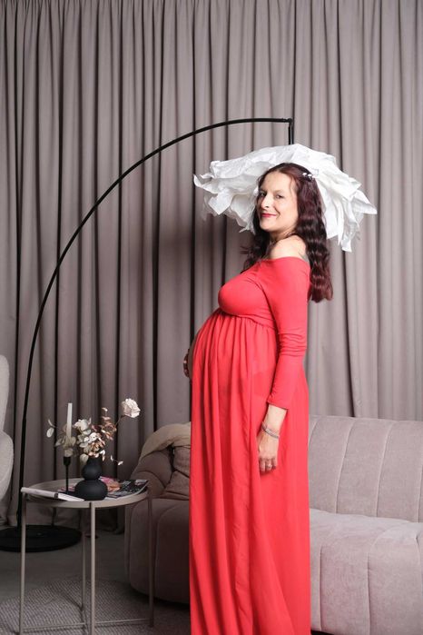 Рокля фотосесия бременност червена L