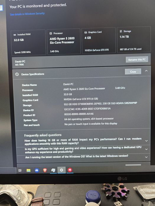 32GB RAM/ R5 2600x / SSD NVME /Nvidia GTX / Геймърска конфигурация, Н