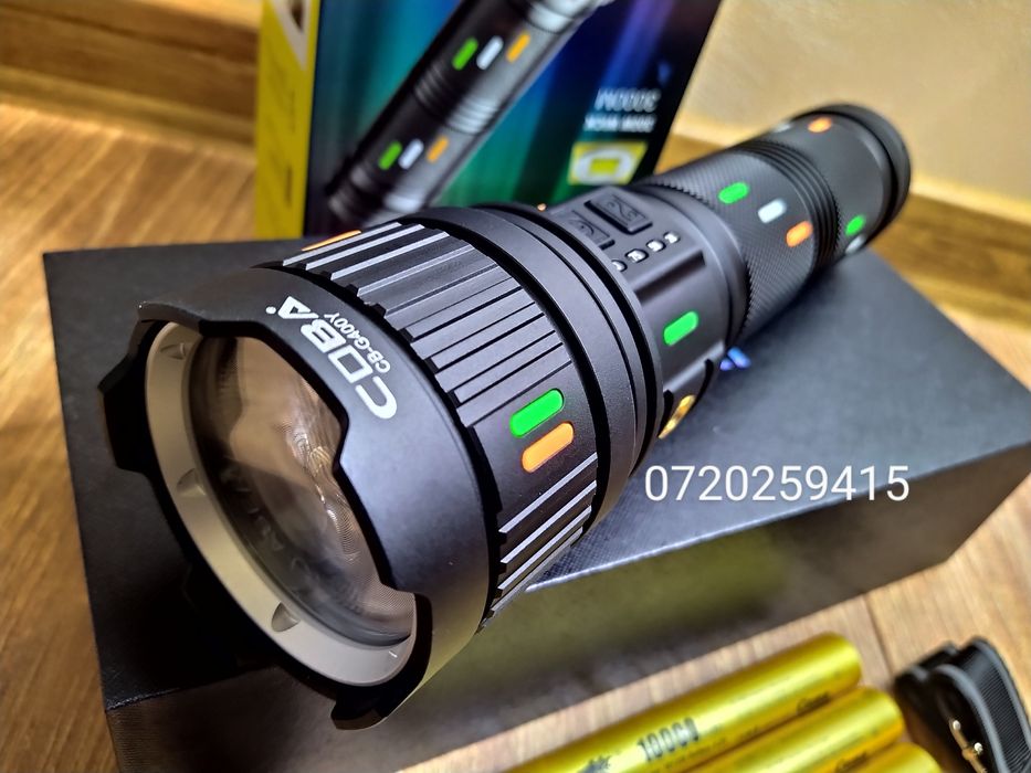 Lanternă COBA CB-G400Y cu LED Tip Laser Alb, Ultra Luminoasă 300W, 3KM