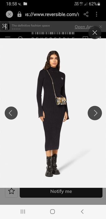 Versacе Jeans Couture Ribbed Cotton Stretch Slim Dress S ОРИГИНАЛ Дамс