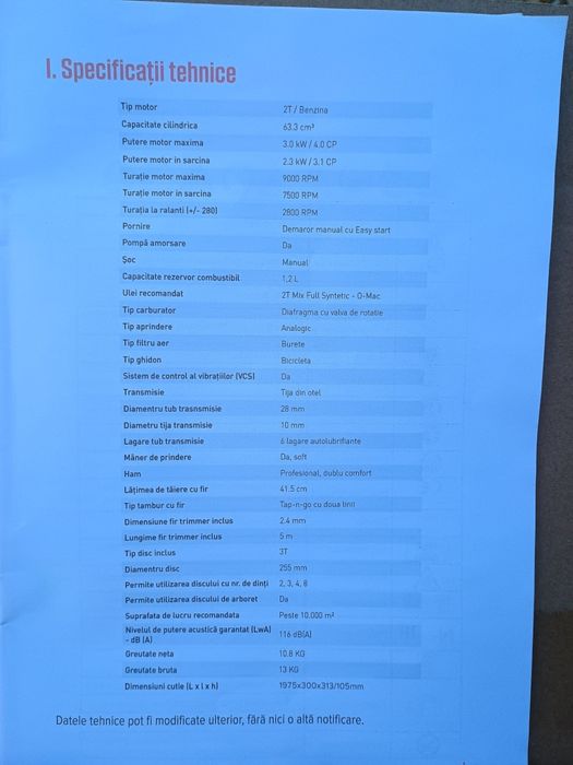 Motocoasa profesionala O-Mac MS400