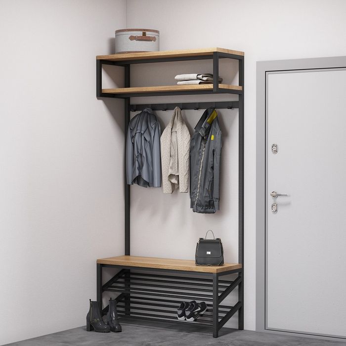 Стеллаж лофт интерьер вешалка светильник лофт