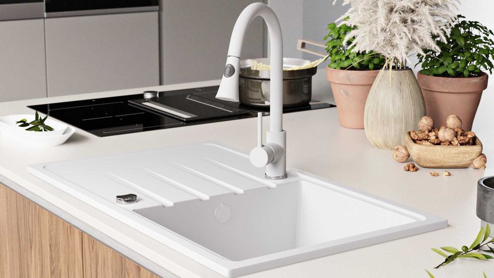 Кухненска мивка от Гранит модел Милано 780 x 500 mm - Бял