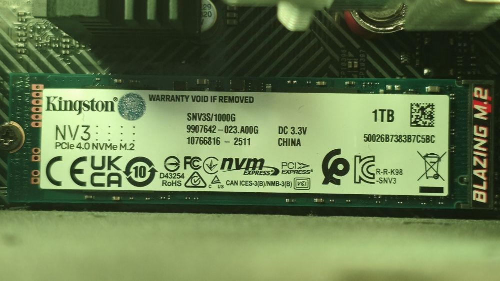 Kingston NV3 1 ТБ M.2 NVMe PCIe 4.0, б/у, здоровье 98% ССД SSD