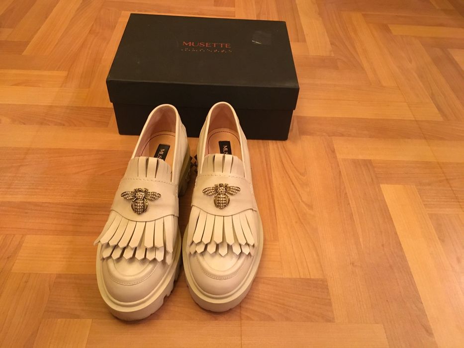 Mocasini pantofi dama, firma Musette Bee, din piele, ivoire alb-crem, mărimea 38